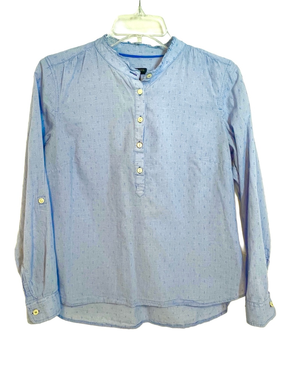 Talbots Women’s Blue Button-Up Henley Blouse Size Petite M